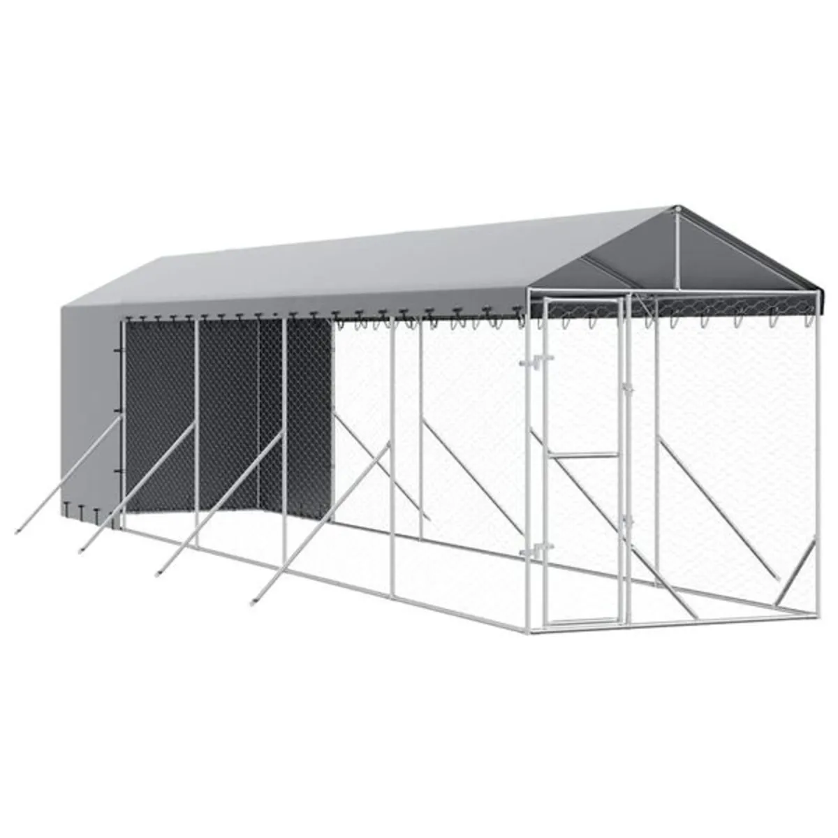 Outdoor Dog Kennel with Roof Silver 2x10x2.5 m Gal - Image 1