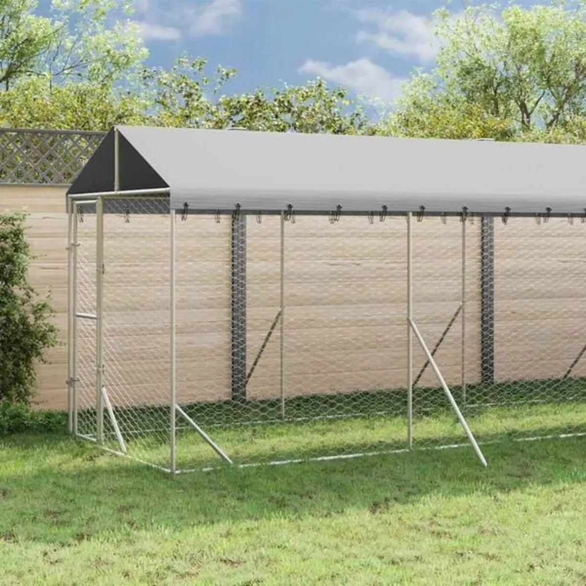 Outdoor Dog Kennel with Roof Silver 2x10x2.5 m Gal - Image 2
