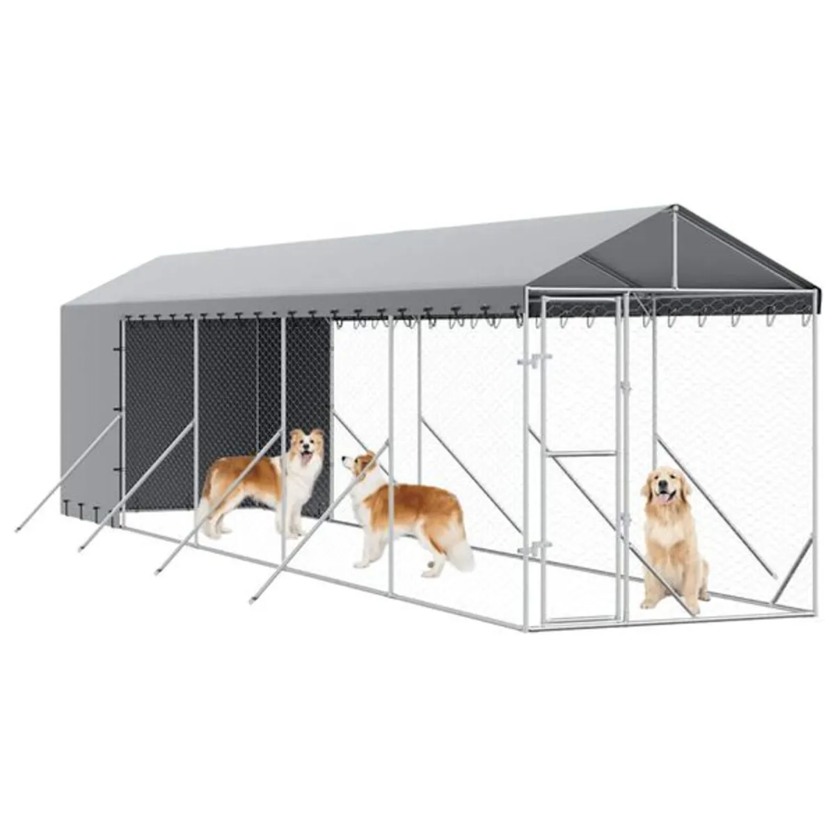 Outdoor Dog Kennel with Roof Silver 2x10x2.5 m Gal - Image 4