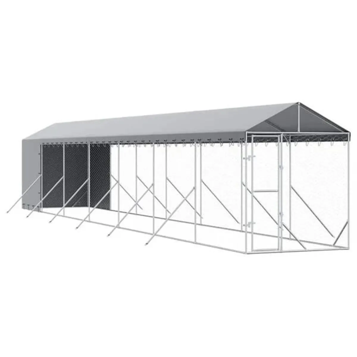 Outdoor Dog Kennel with Roof Silver 2x14x2.5 m Gal - Image 1