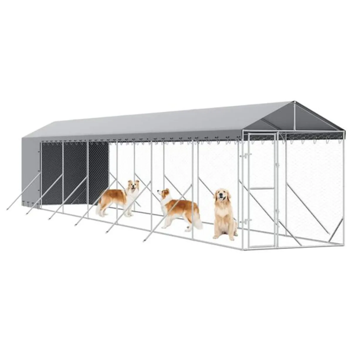 Outdoor Dog Kennel with Roof Silver 2x14x2.5 m Gal - Image 2
