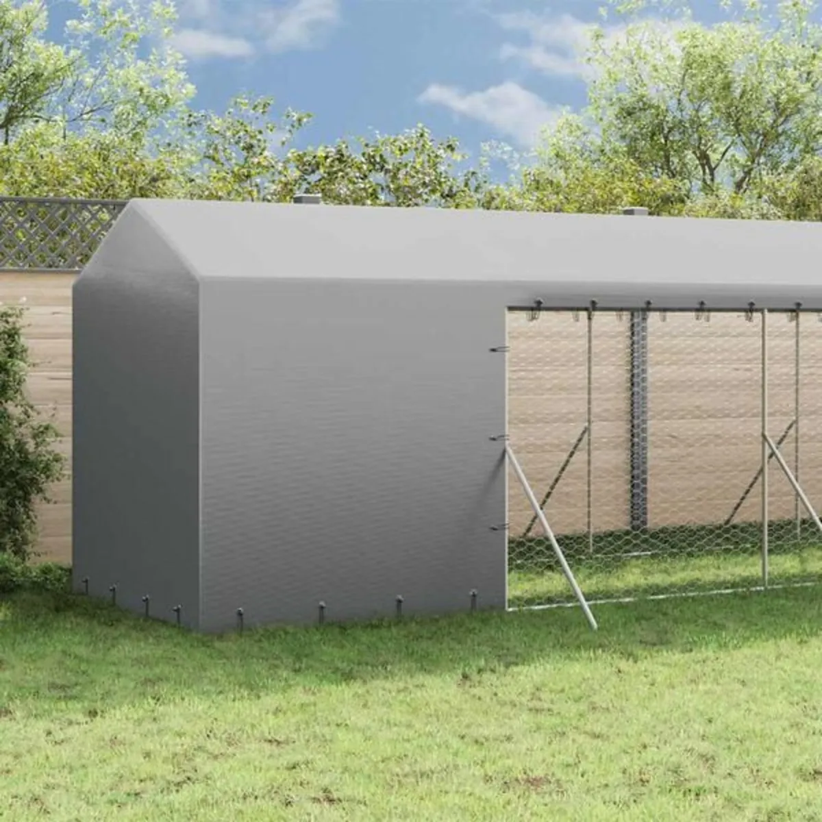 Outdoor Dog Kennel with Roof Silver 2x14x2.5 m Gal - Image 3