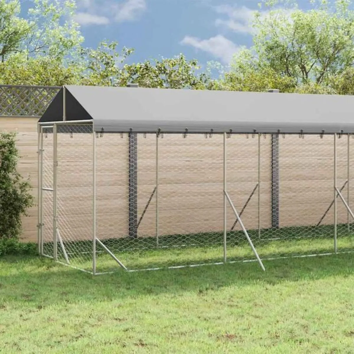 Outdoor Dog Kennel with Roof Silver 2x14x2.5 m Gal - Image 4