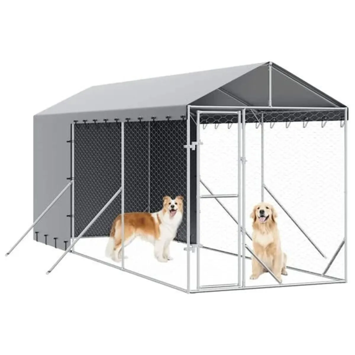 Outdoor Dog Kennel with Roof Silver 2x6x2.5 m Galv - Image 4