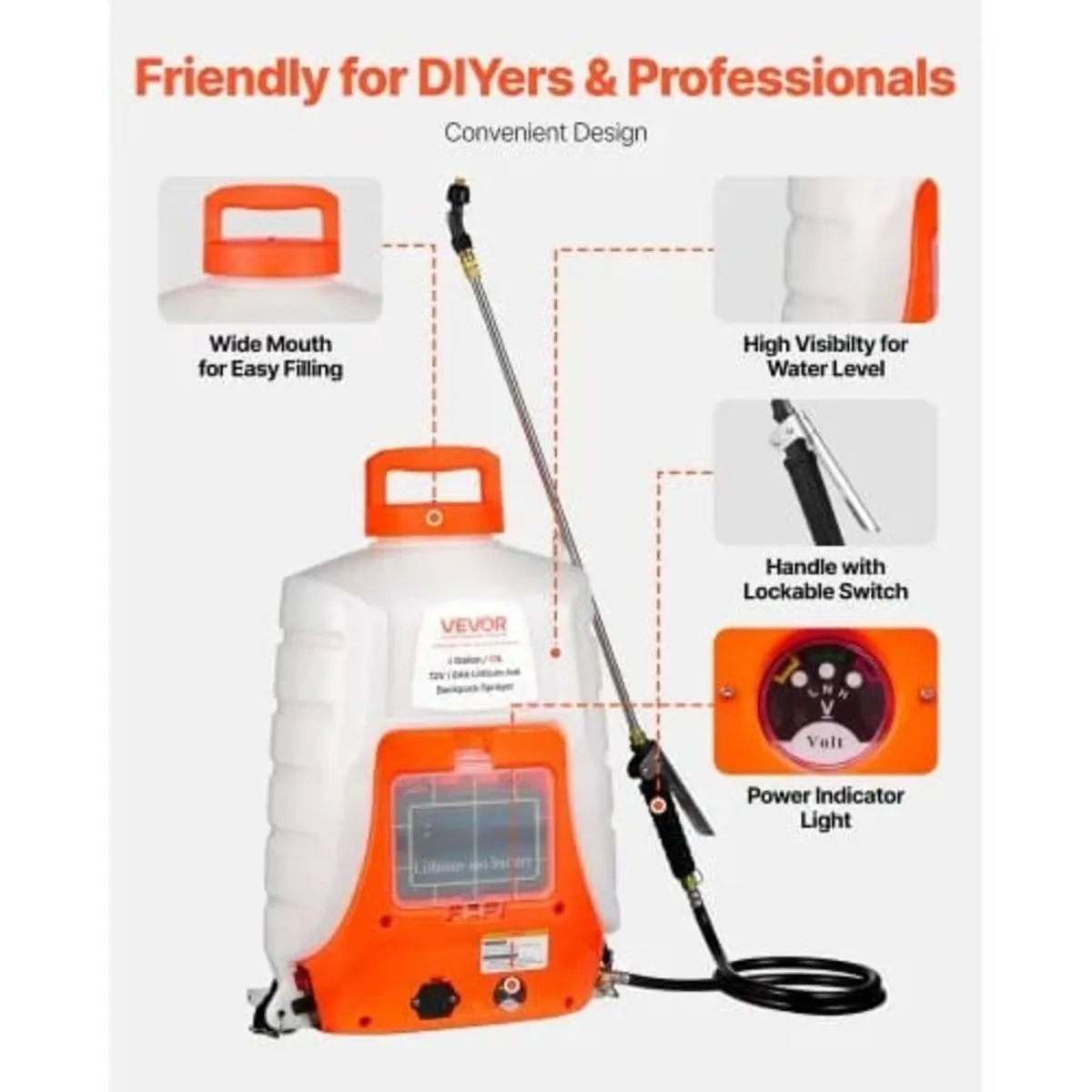 Battery Powered Backpack Sprayer 15.1 L Tank 0-90 - Image 2