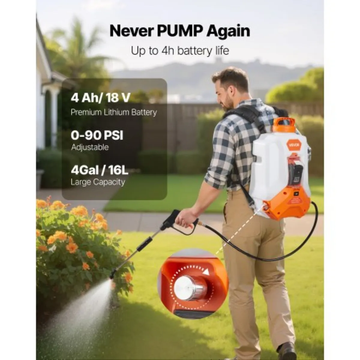 Battery Powered Backpack Sprayer, 16L Electric Bac - Image 2