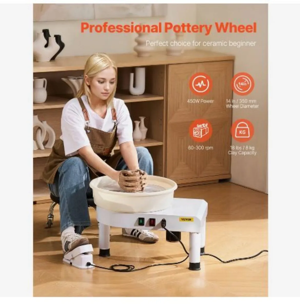 Pottery Wheel, 35 cm Ceramic Wheel Forming Machine - Image 3