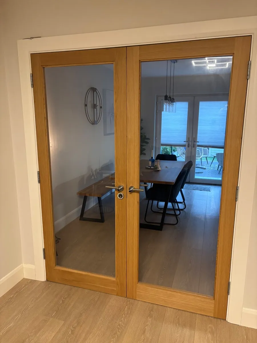 Oak Shaker Glass Double Door s  80 x 32 - Image 1