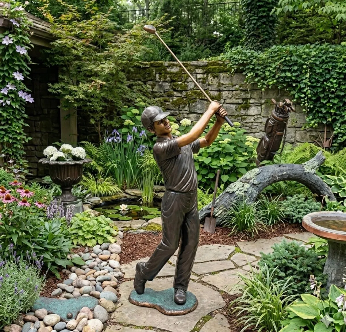 Bronze golfer sculpture - Image 1