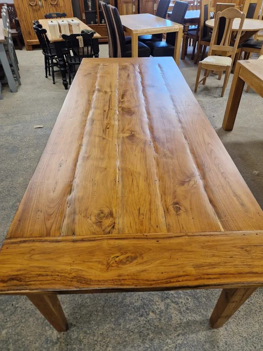 Vintage 8ft oak plank  table with drawers - Image 2