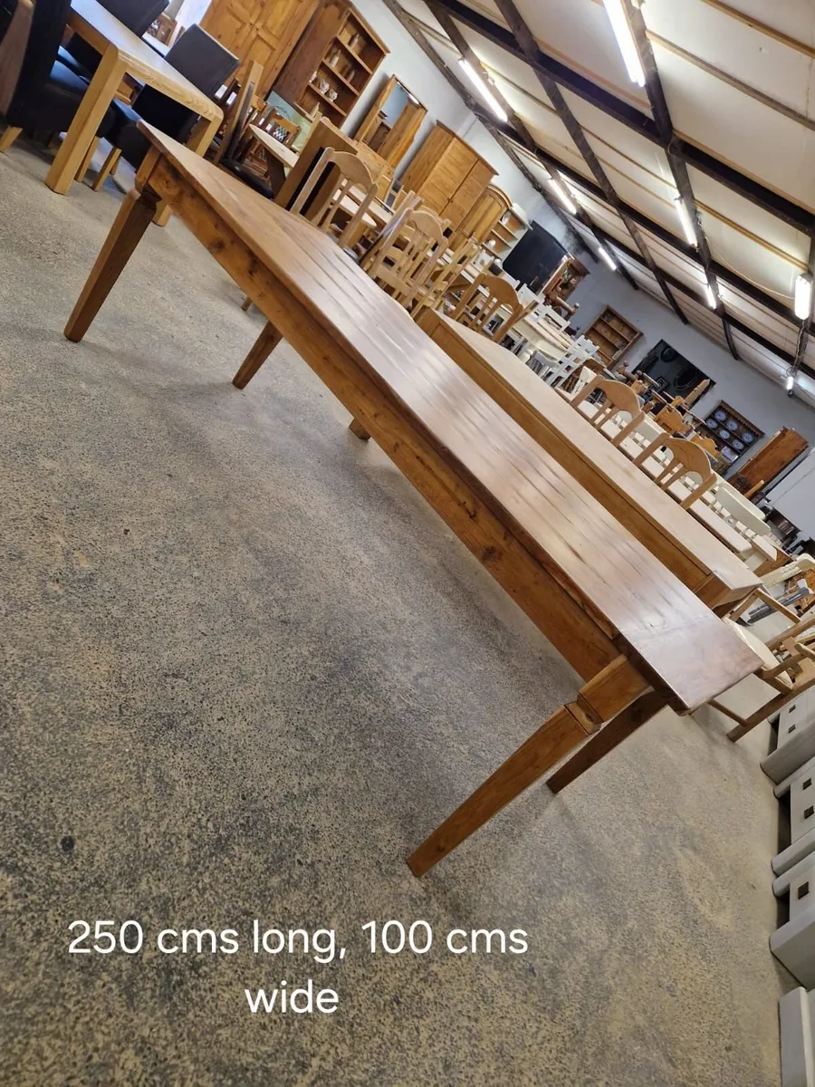 Vintage 8ft oak plank  table with drawers - Image 3