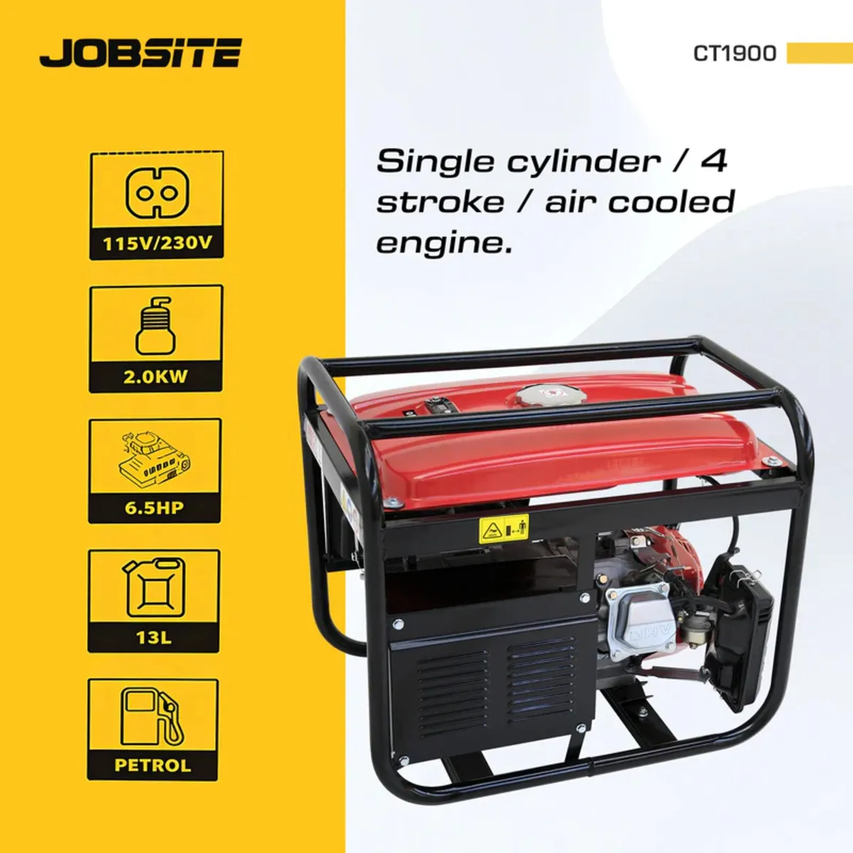 6.5HP Petrol Generator 2.0KW Single Phase - Image 3