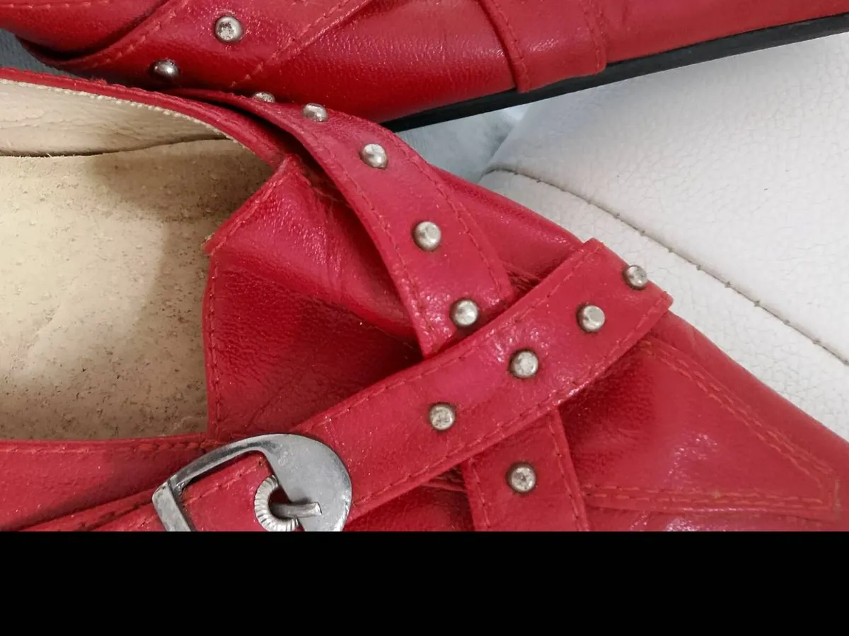 Red  genuine leather shoes size UK 2 - Image 3