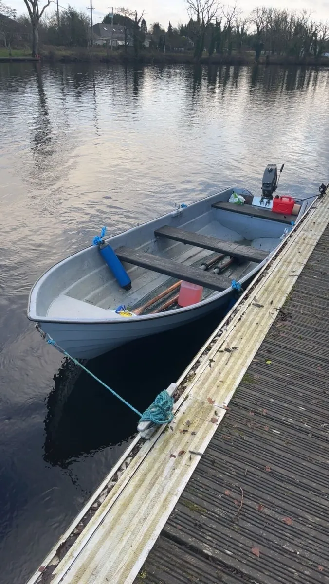 16ft fibreglass boat trailer oars and engine - Image 1