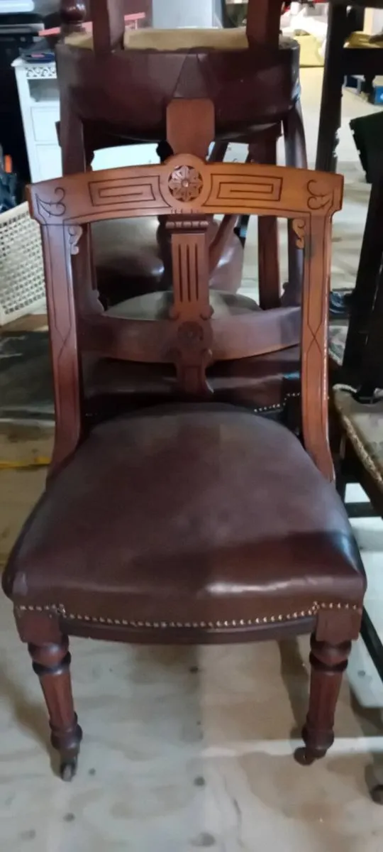 Set Of SixOak And Leather Dining Chairs - Image 1