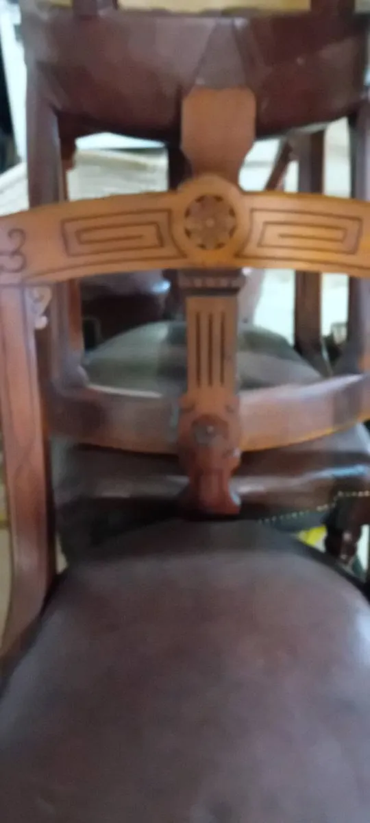 Set Of SixOak And Leather Dining Chairs - Image 2