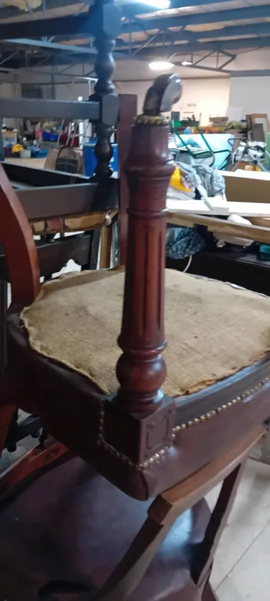 Set Of SixOak And Leather Dining Chairs - Image 3