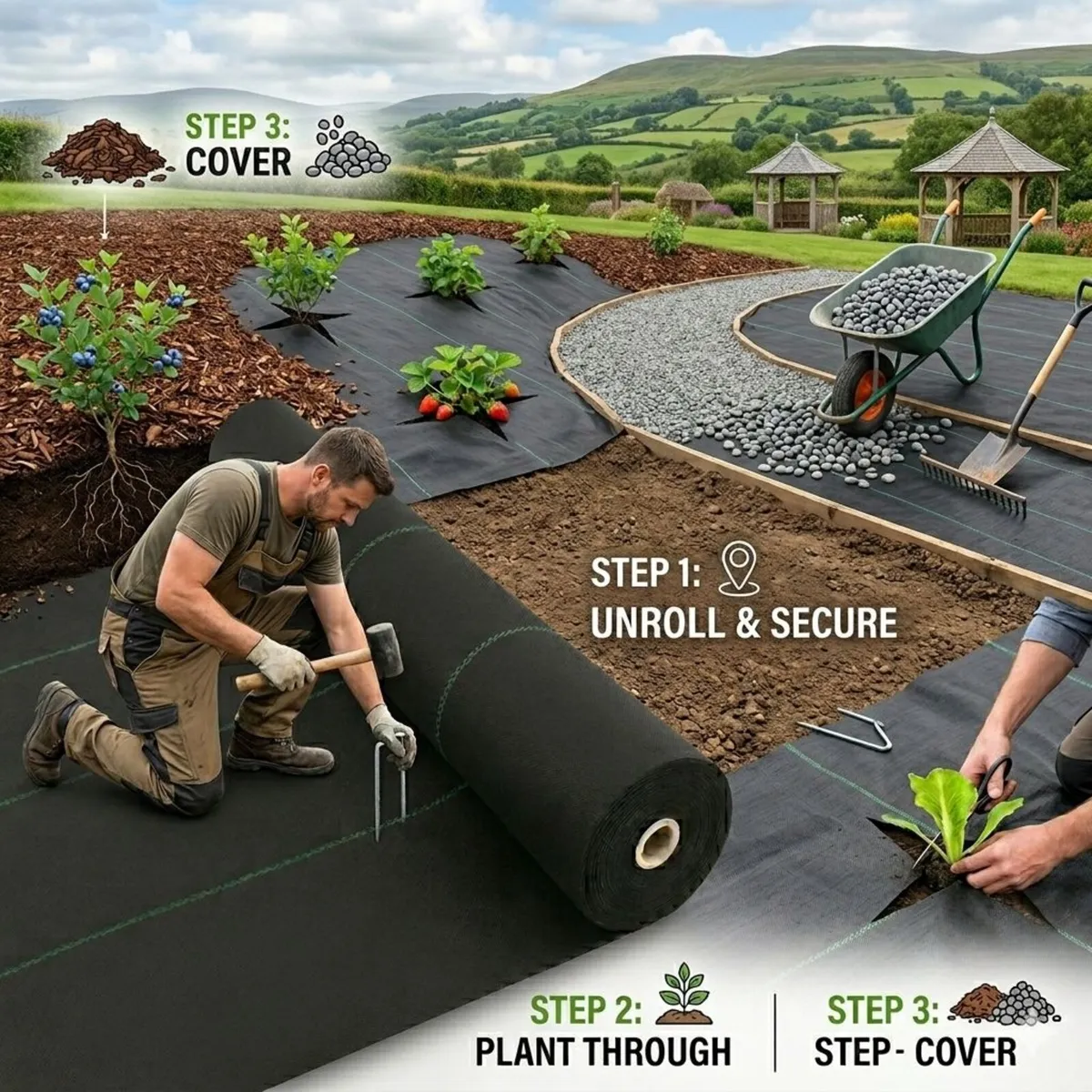 50m Polytunnel Weed Control Fabric 2.2m - Image 1