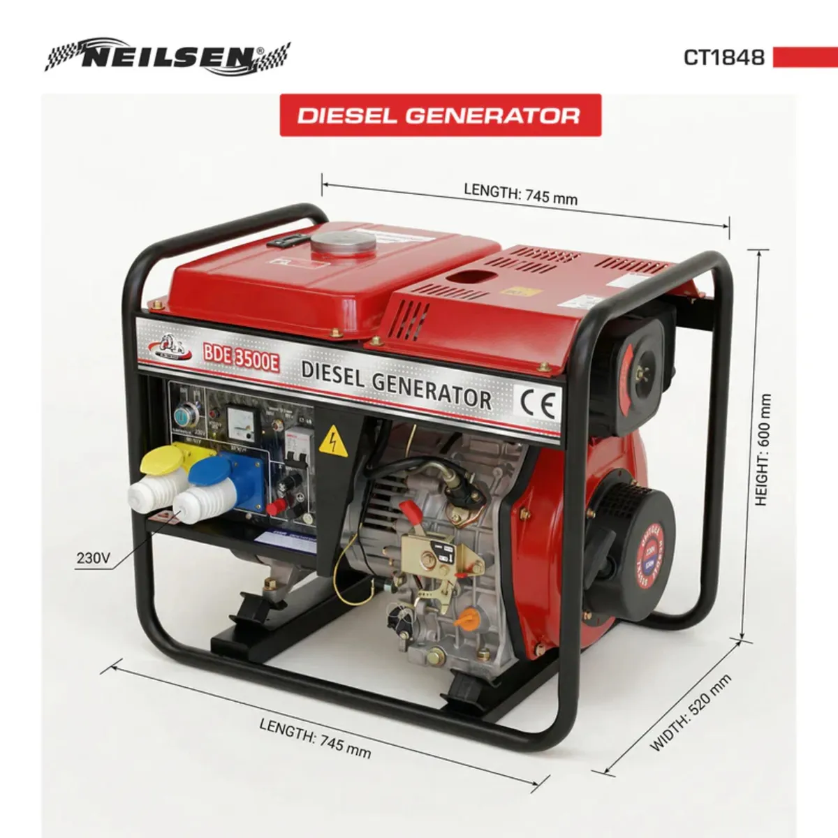 Diesel Generator 3KW 230V 4.9KW Max Recoil Start - Image 2