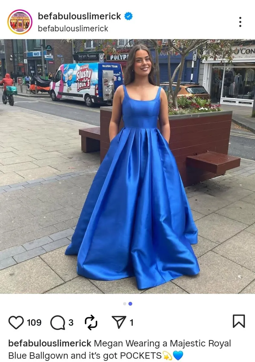 Royal Blue Debs Dress with pockets - Image 4