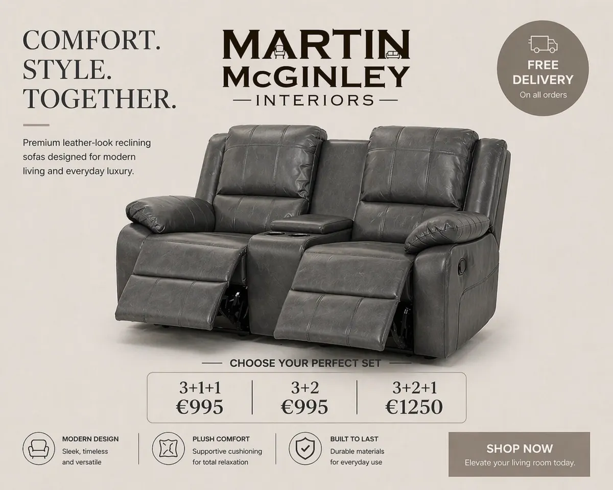 New Leather Recliners 3+2 Free Delivery - Image 1