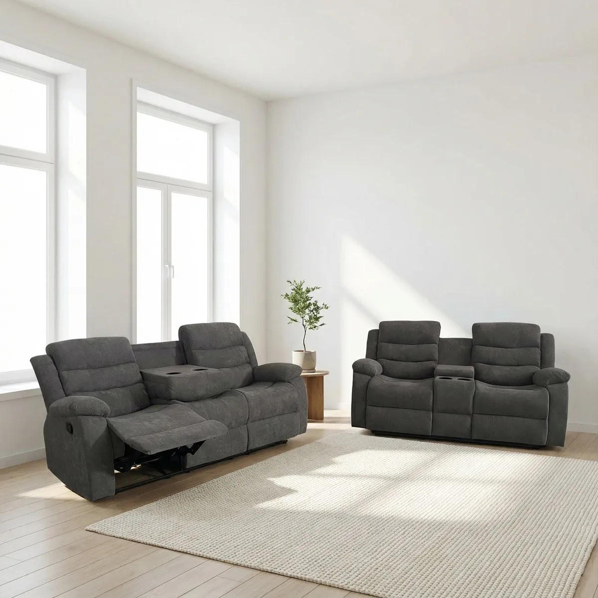 New 3+2 Full Fabric Recliner Free Delivery - Image 1