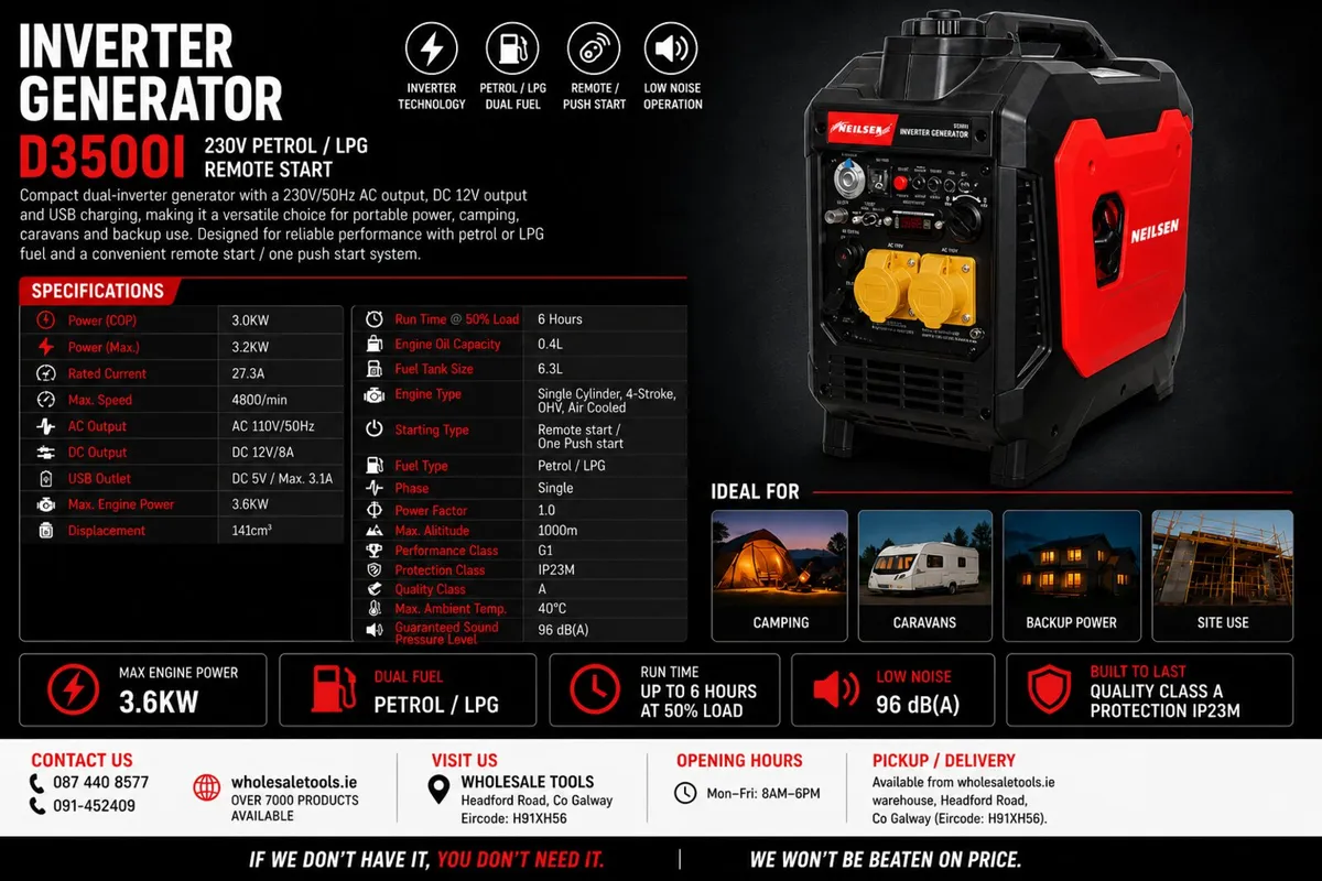 Inverter Generator D3500I 3.0KW Petrol 110V - Image 2