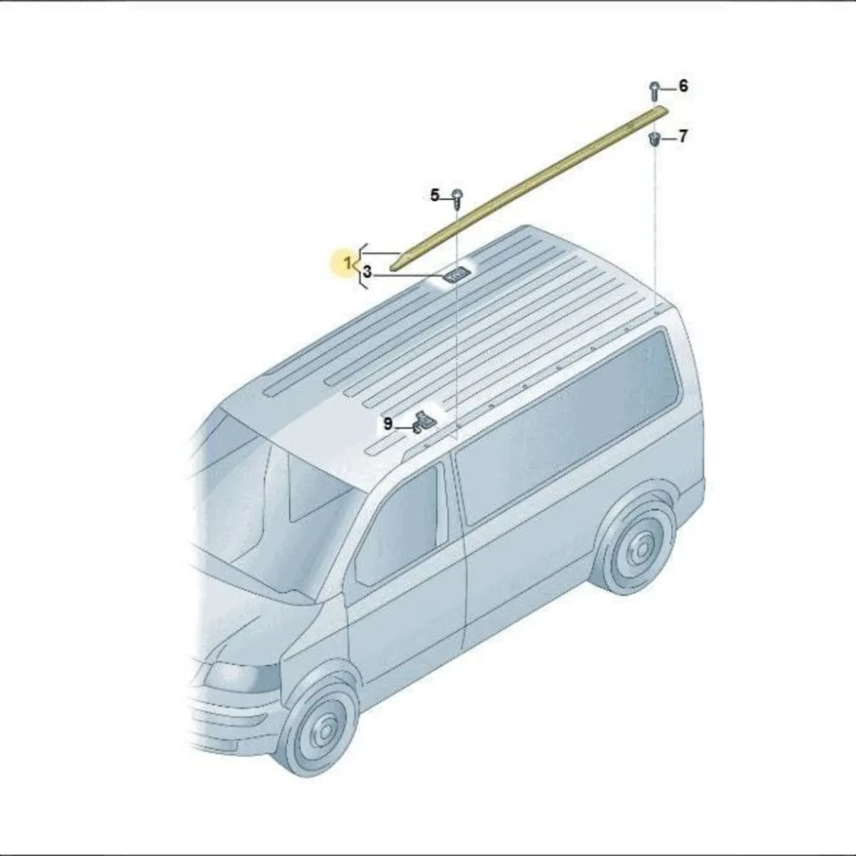 Vw T5/T6 roof guide rail - Image 2