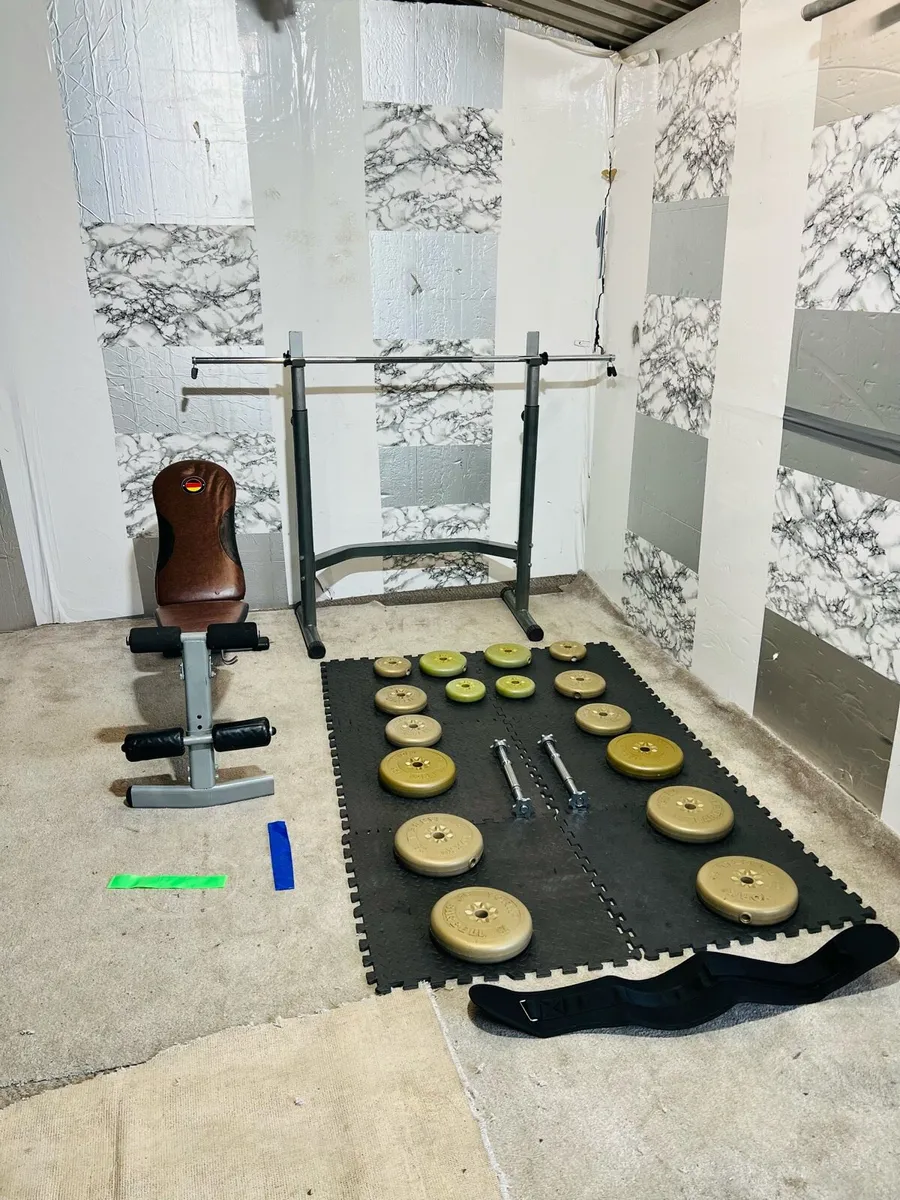 WEIGHTS BARBELL DUMBBELLS RACK BENCH MATS BELT - Image 2