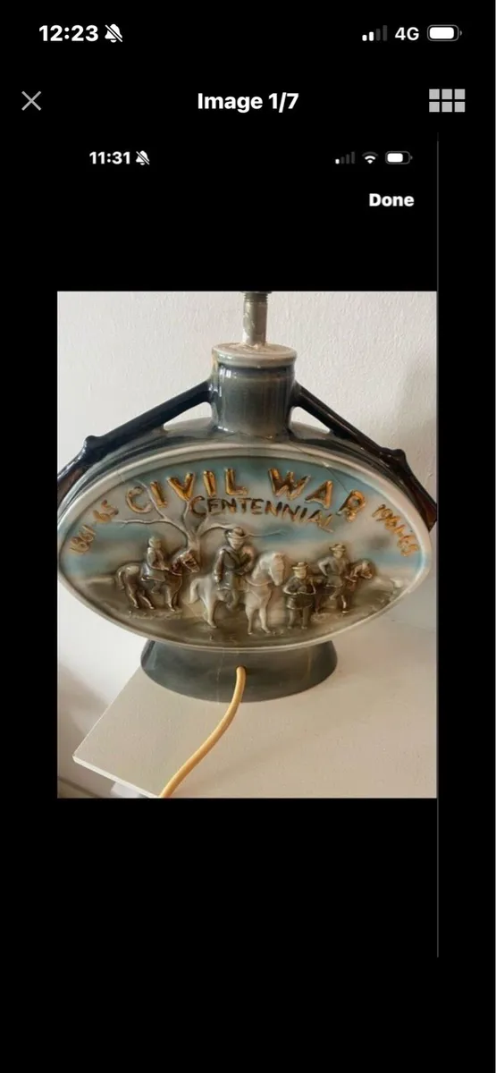Vintage US Civil War Commerative Decanter Lamp - Image 2