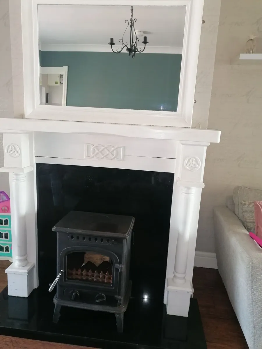 Wood burning stove, fireplace and mirror for sale - Image 3