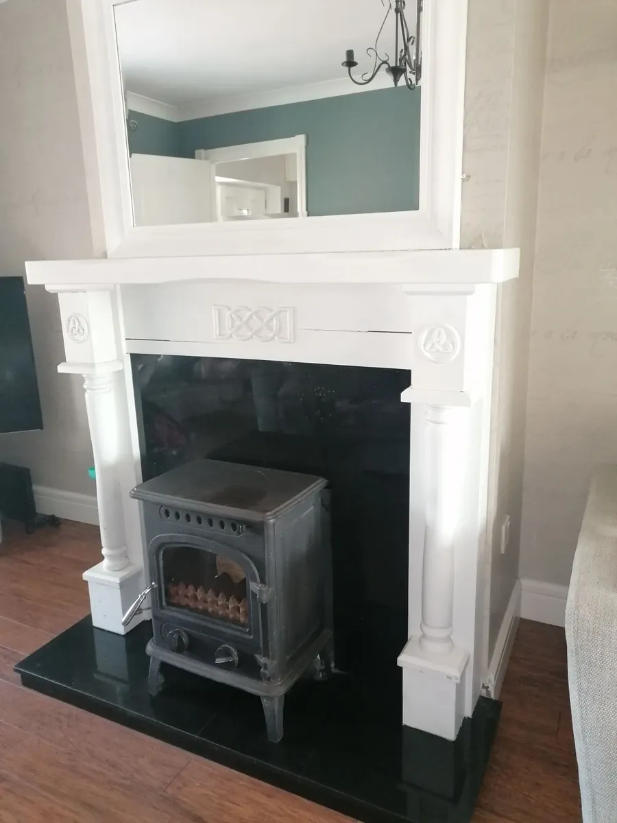 Wood burning stove, fireplace and mirror for sale - Image 4