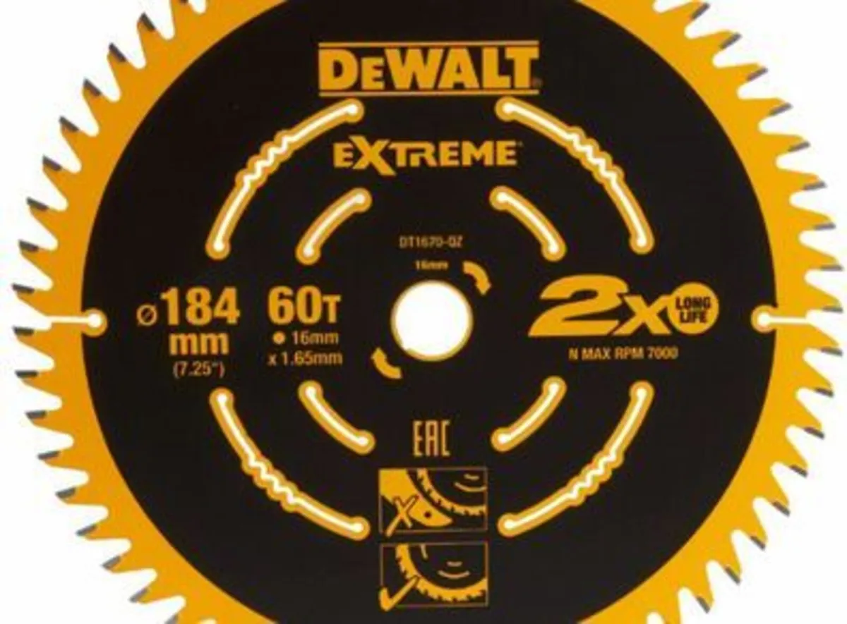DeWalt DT1670 Circular Saw Blade 184 x 16mm x 60T