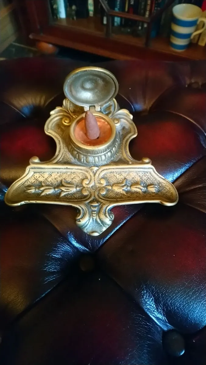 Vintage converted inkwell incense burner - Image 2