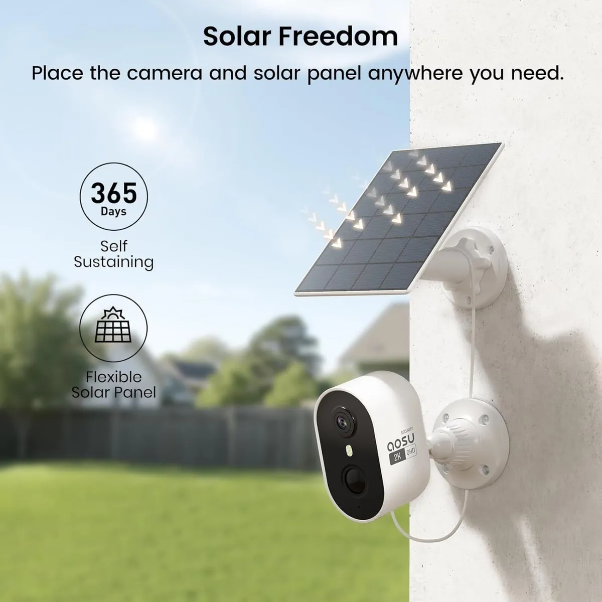 aosu Solar powered Wireless Security Camera,2K QHD - Image 2
