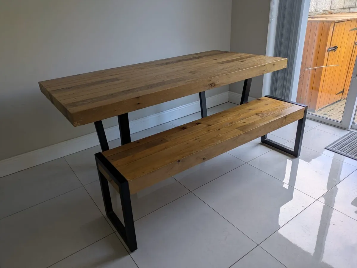 SALE AGREED: Reclaimed Timber Dining table & Bench - Image 1