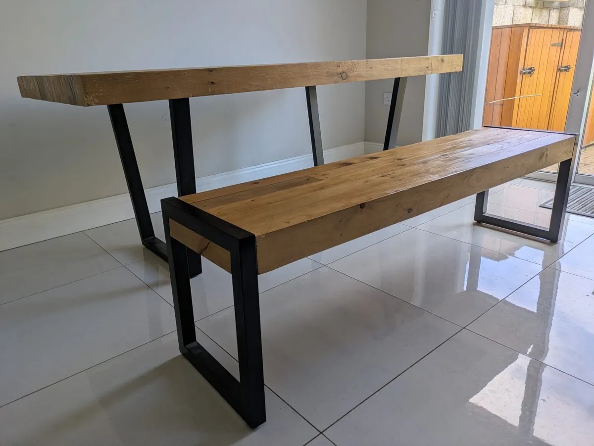 SALE AGREED: Reclaimed Timber Dining table & Bench - Image 3