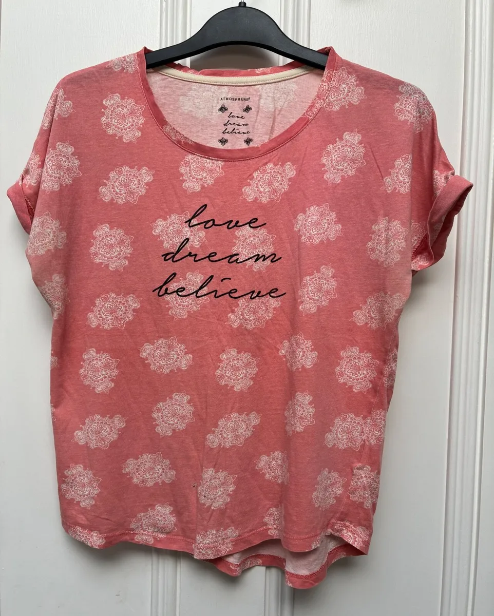 Ladies Slogan Coral-colored T-shirt - Image 4