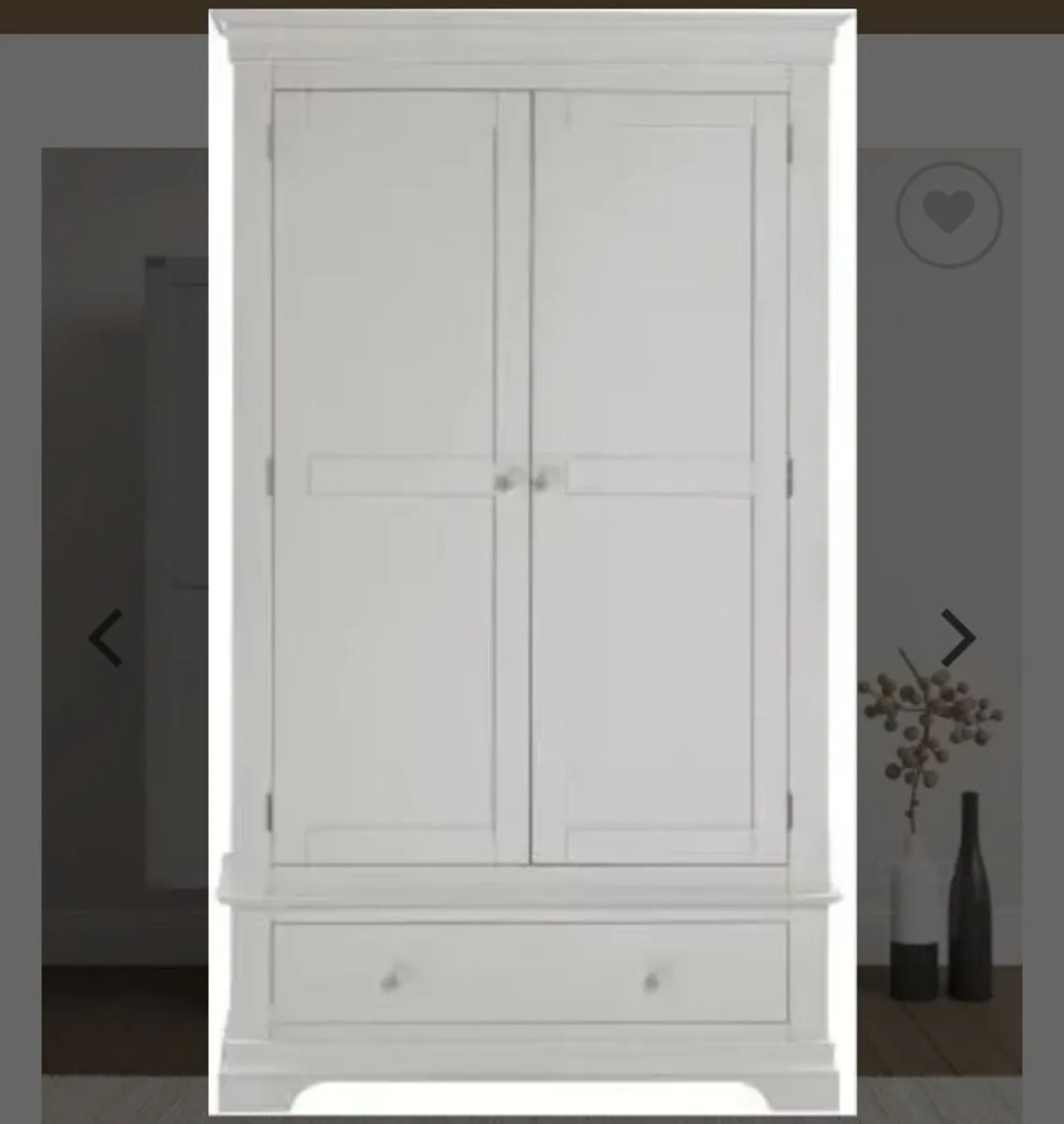 Bordeaux 2 Door Wardrobe Pebble Grey - Image 2