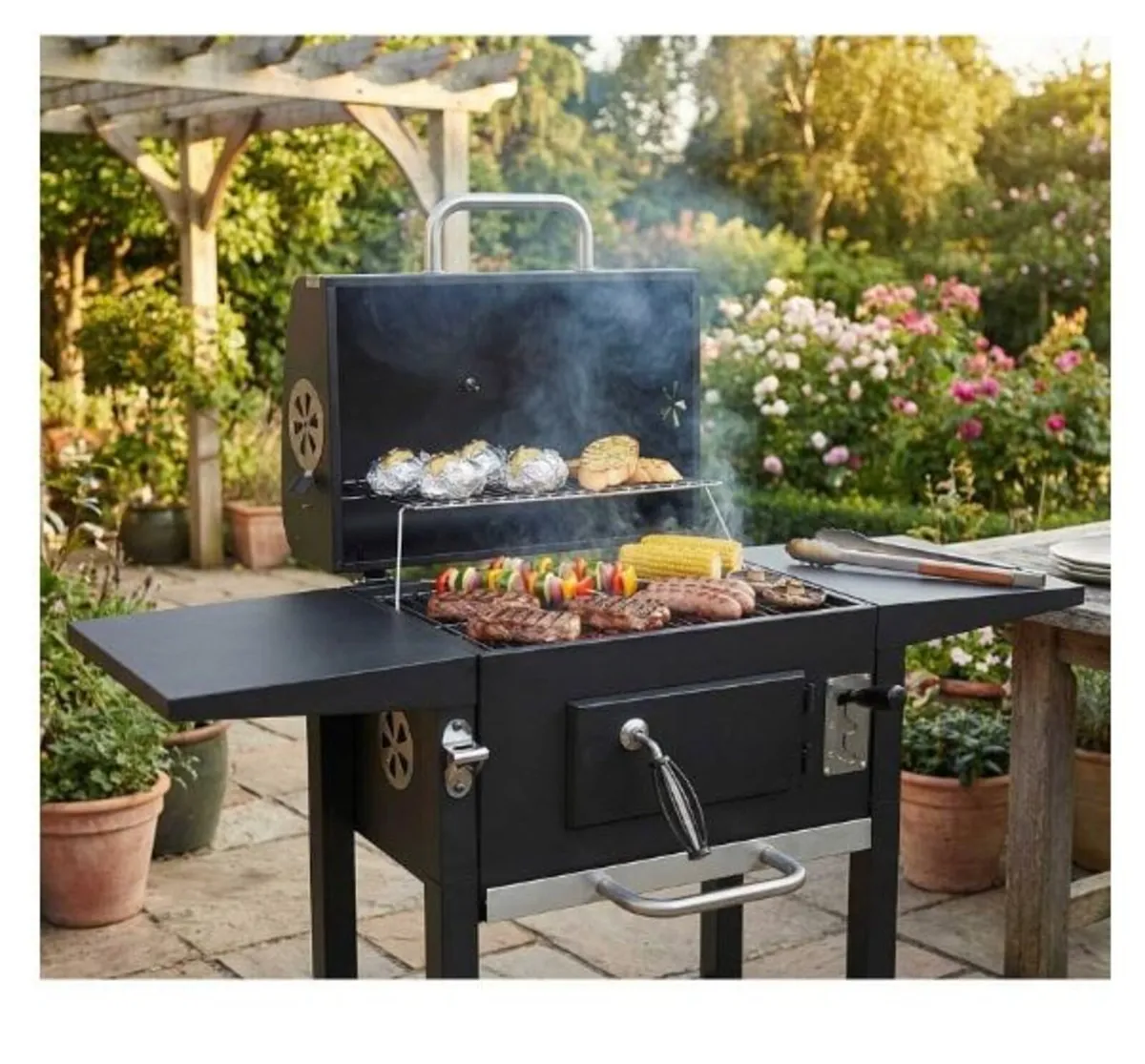 Alvaro Large Charcoal Garden Grill with Lid - Image 3