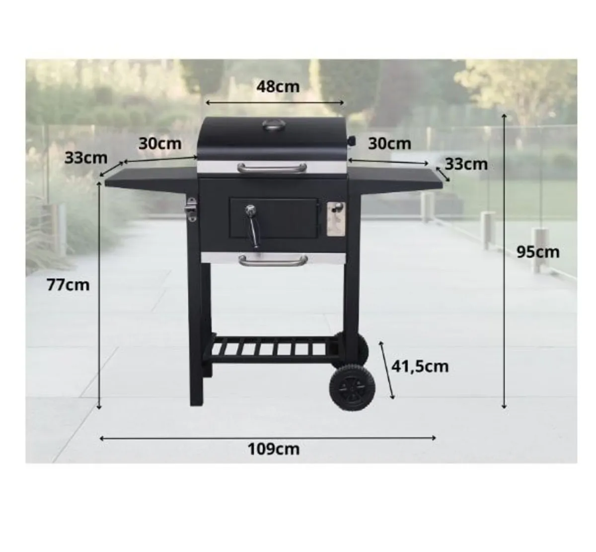 Alvaro Large Charcoal Garden Grill with Lid - Image 4