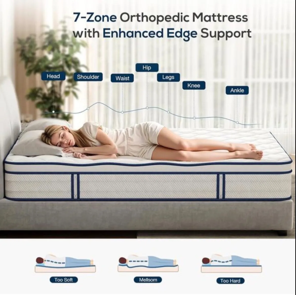 Double Mattress 4FT6, Memory Foam and 7-Zone Pocke - Image 3