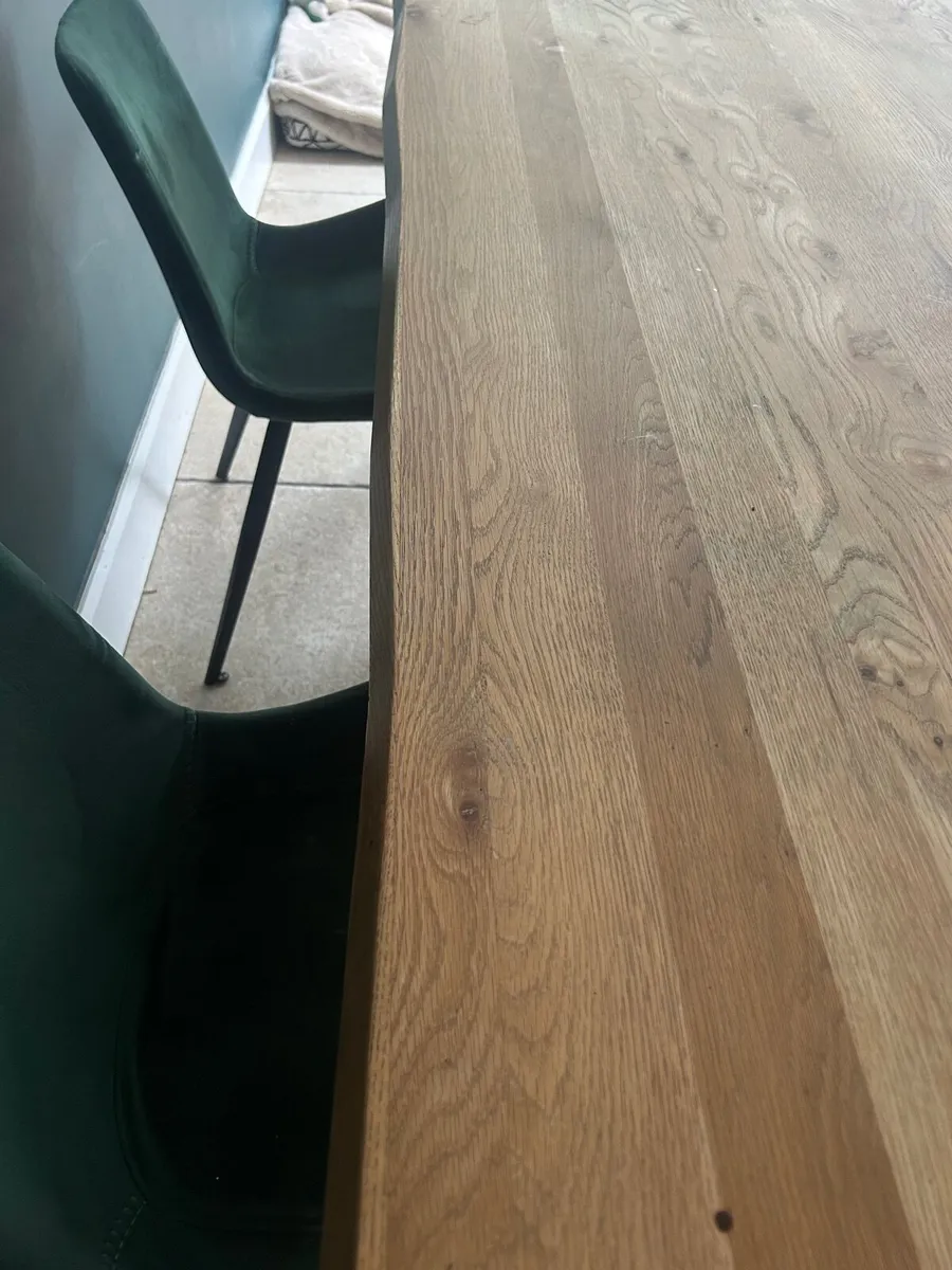 8 Seater Oak Dining Table + 4 Chairs - Image 3