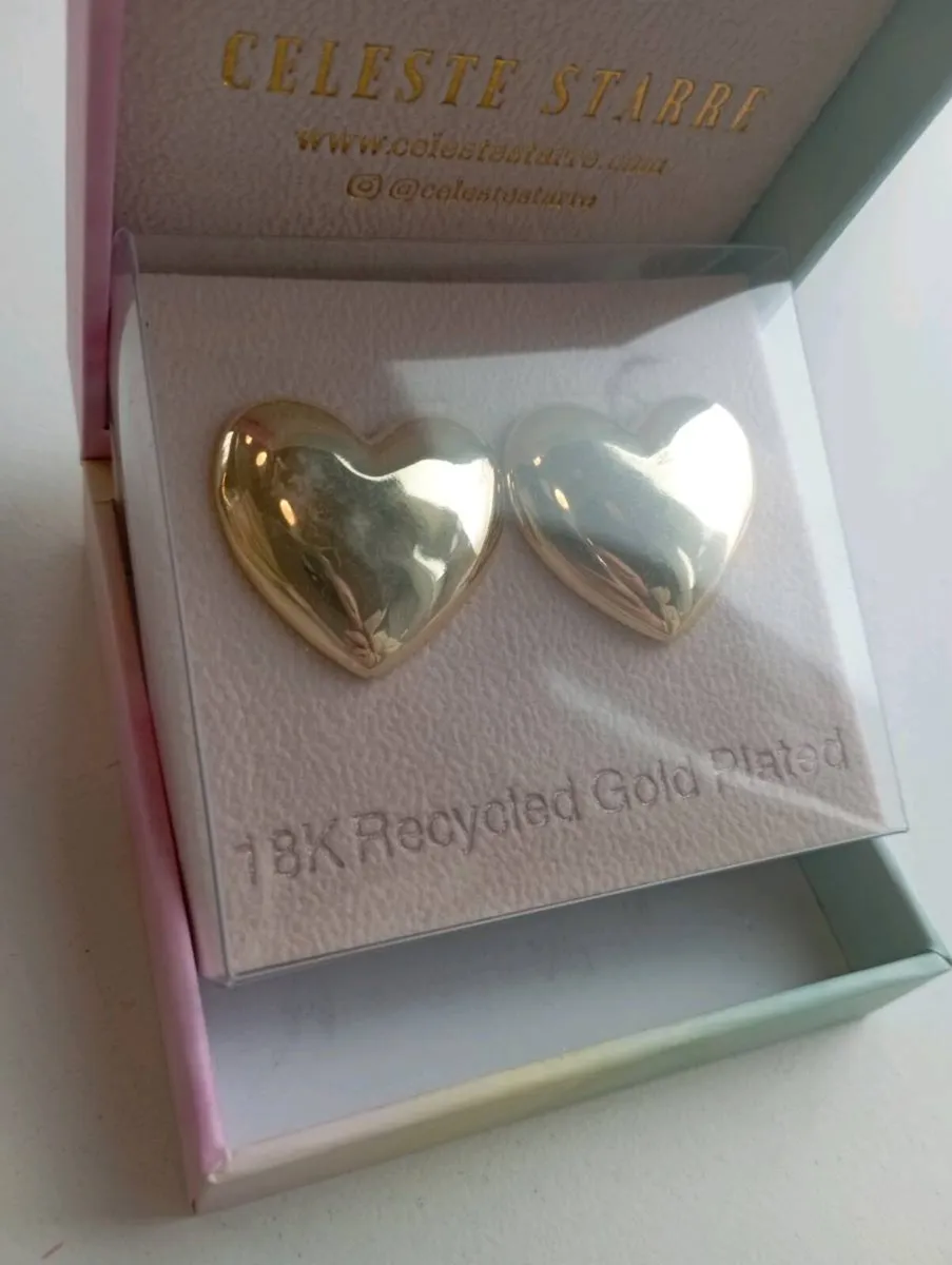 18K Recycled Gold Plated Heart Earrings - Image 4