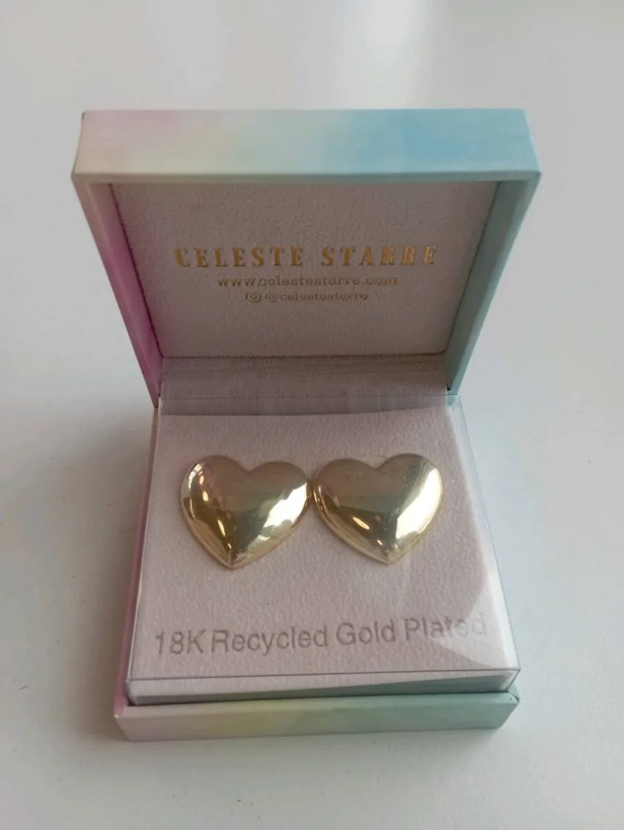 18K Recycled Gold Plated Heart Earrings - Image 1