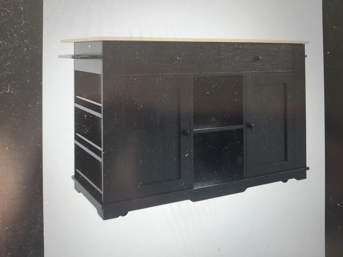 Kitchen Island with 2 Doors, 2 Drawers and Shelves - Image 2