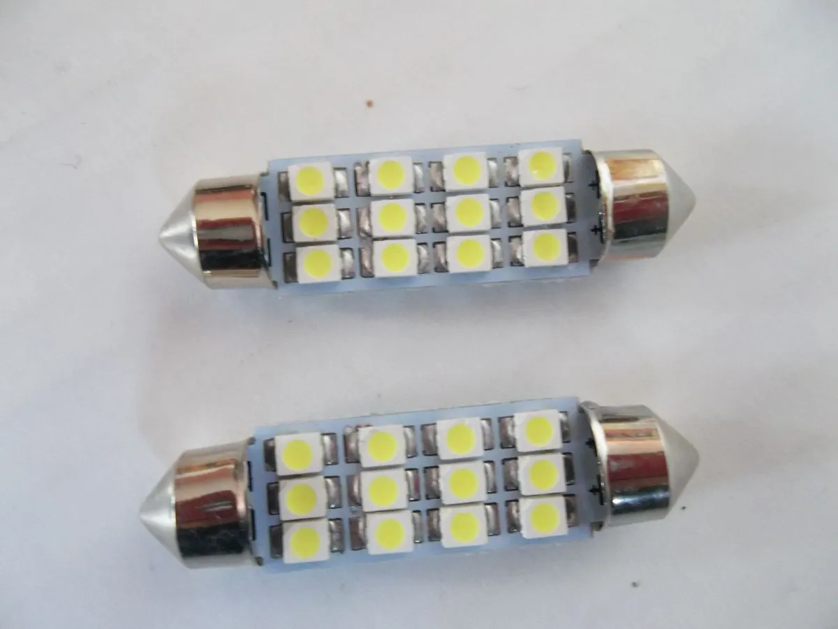 White 3528 12 SMD LED Festoon Dome Bulb Lamp Light - Image 1