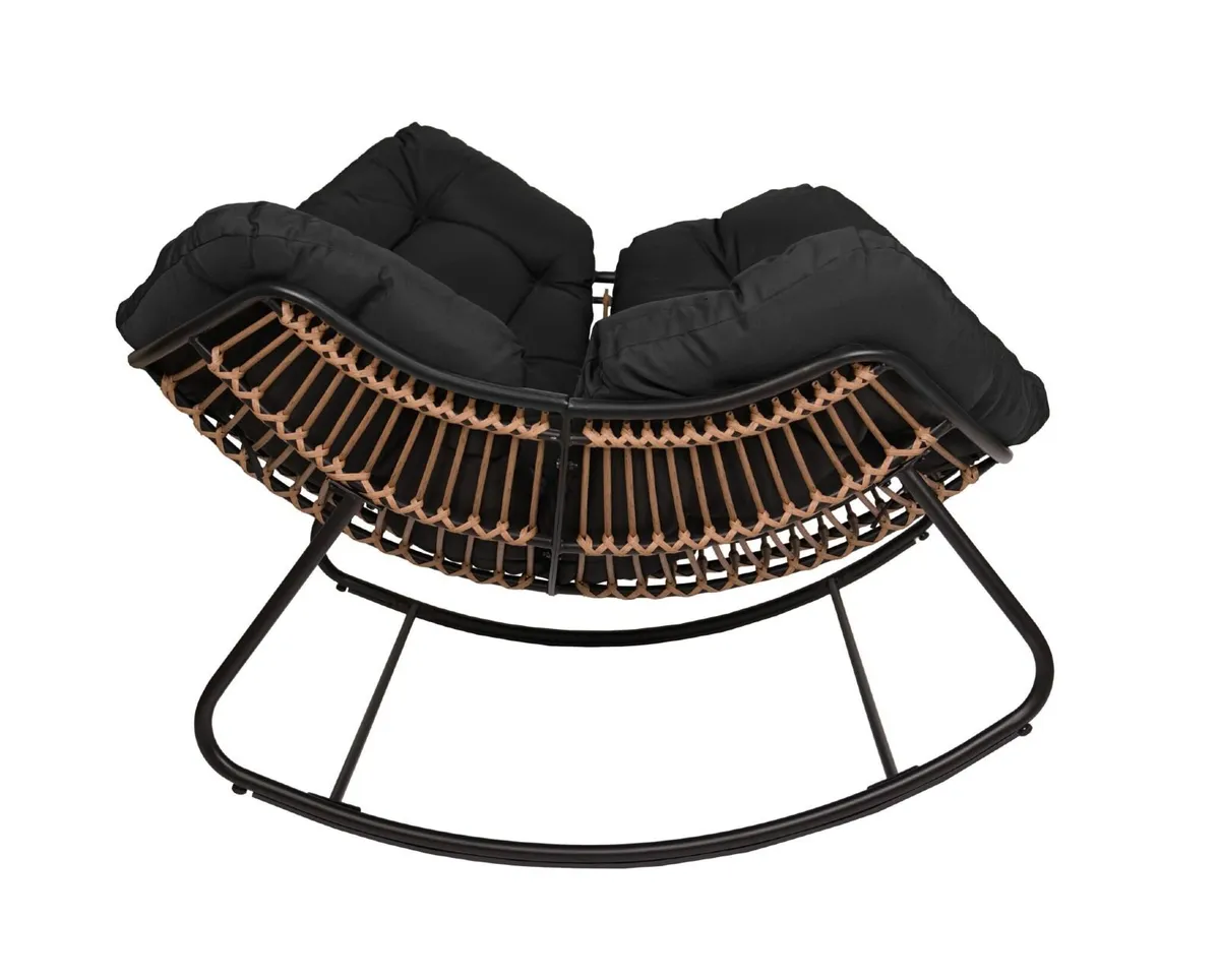 Tropikal Hanging Cocoon Chair – Black Rattan Egg - Image 4