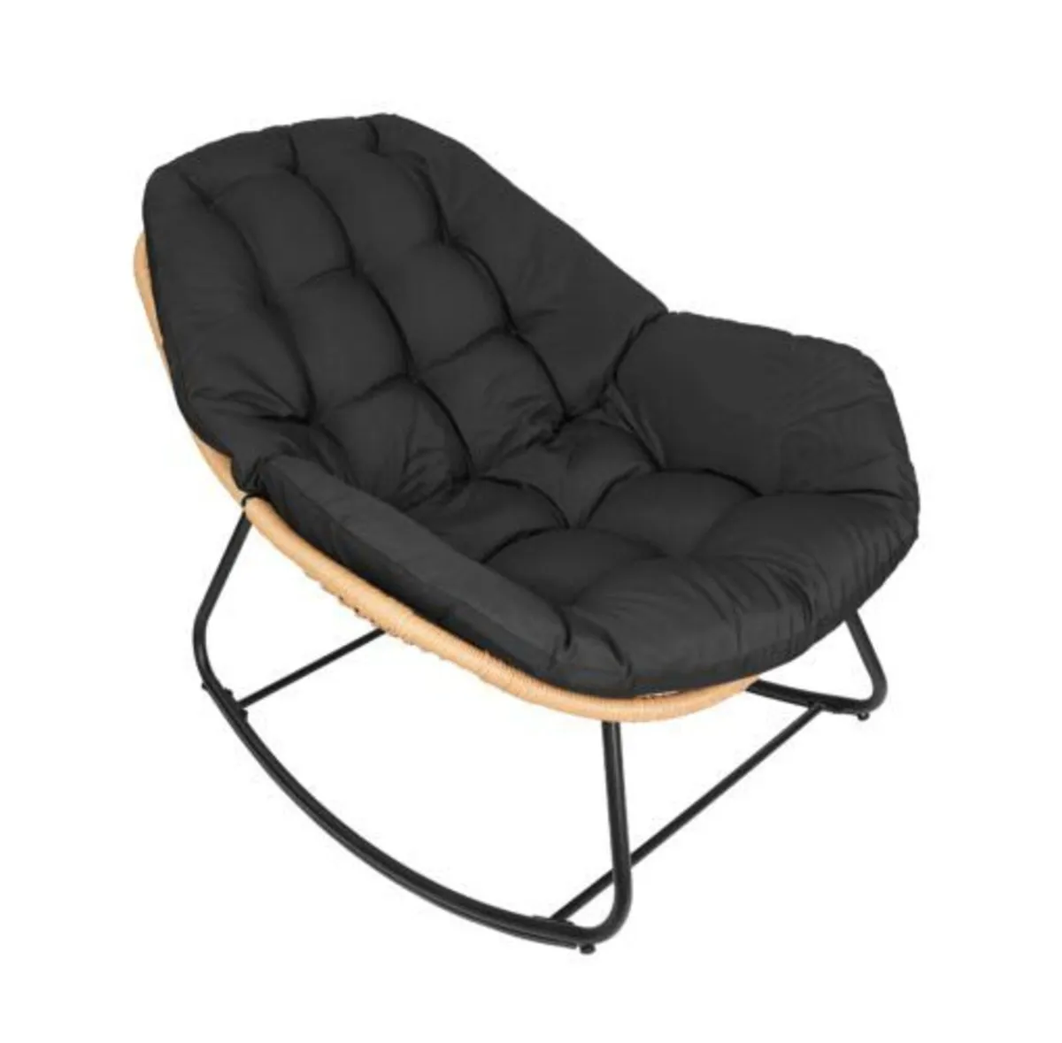 Tropikal Hanging Cocoon Chair – Black Rattan Egg - Image 1