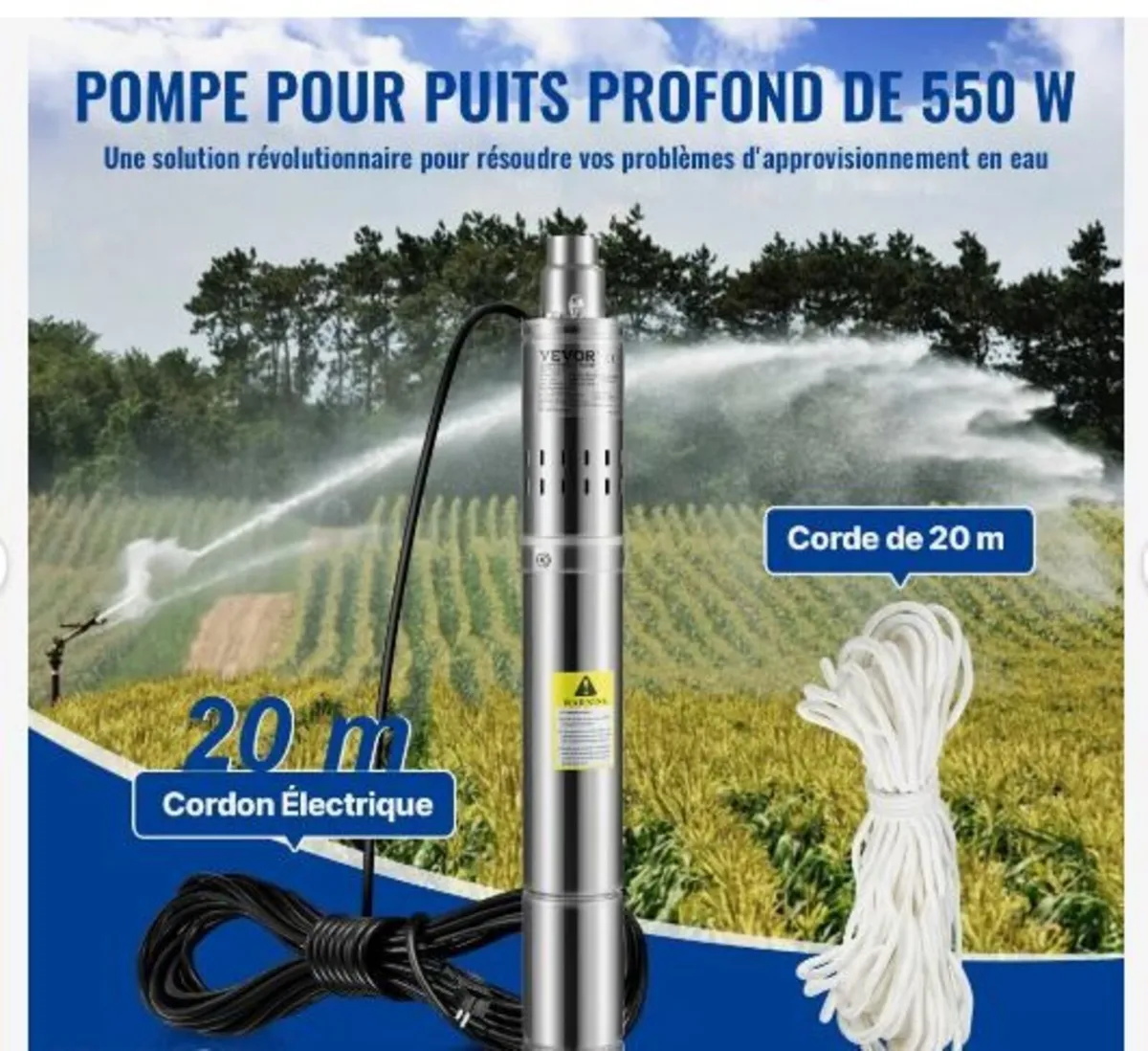 Deep Well Submersible Pump, 550W - Image 2